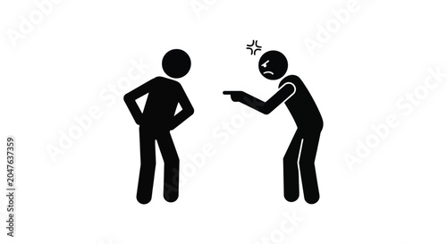 Tableau sur toile Stick Figure Confrontation Depicting Aggression and Conflict.