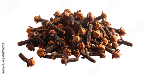 Dried Cloves Spice Isolated on White Background Macro Close-Up