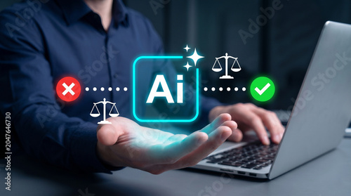 Photos AI decision validation and approval workflow concept with responsible artificia