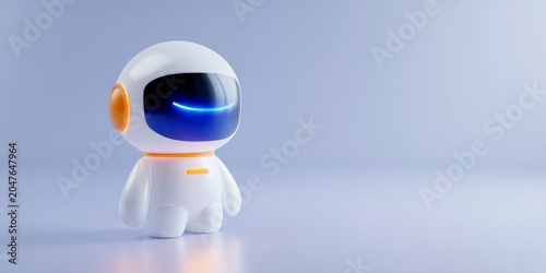 a cute astronaut, white helmet with blue light and orange details, gradient background