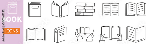 Schilderij op canvas Book line icons set