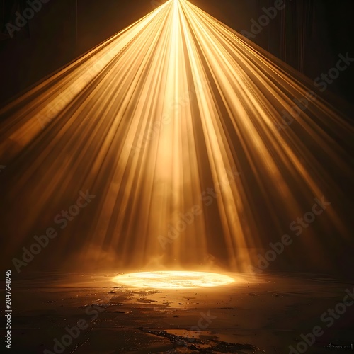 Golden Light Beams Shine Downwards Brightly.