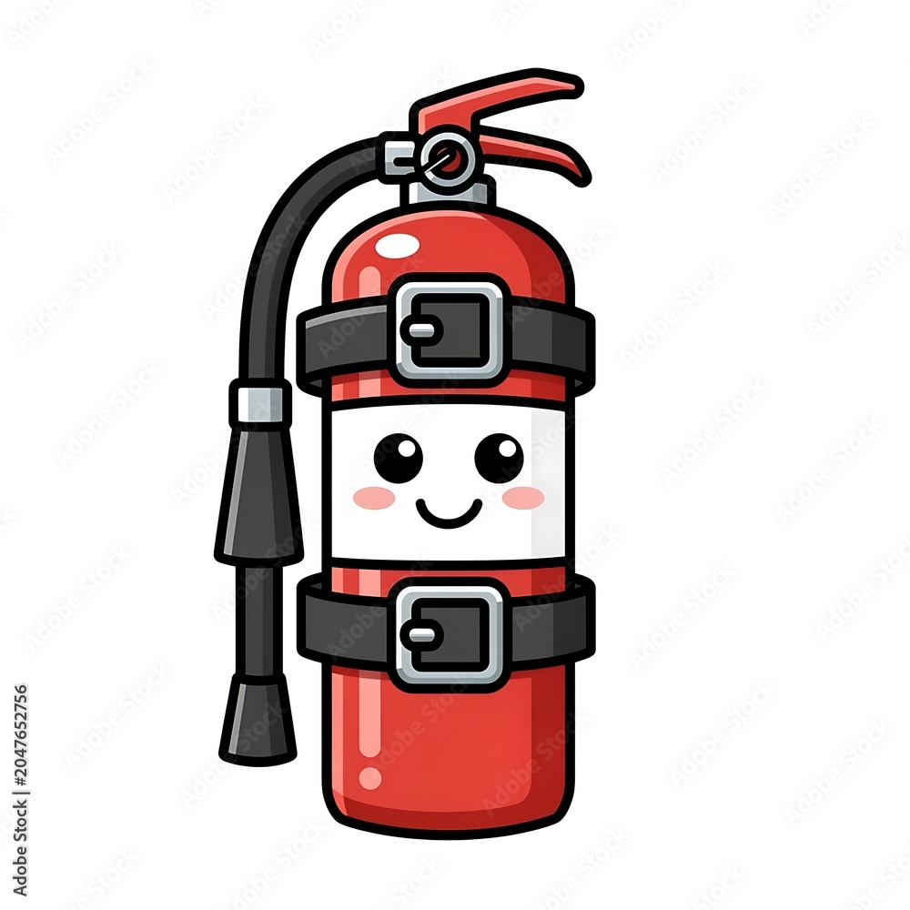 Fototapeta premium Cute cartoon robot with smiling face in flat vector style.