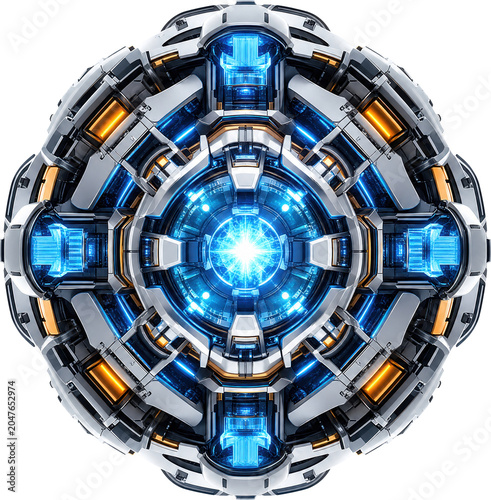 Glowing Sci-Fi Reactor Power Core Isolated on Transparent Background