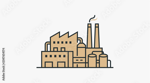 Tablou pe pânză Industrial factory with smokestack and buildings.