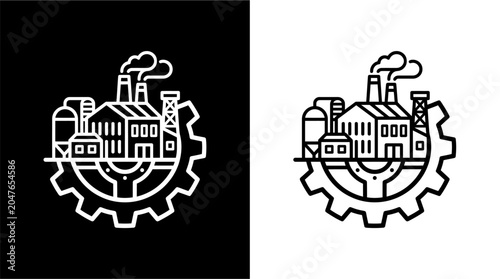Canvas-taulu Industrial factory icons with gear.