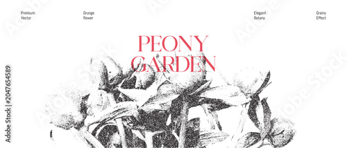 Εκτύπωση καμβά Peony collage pattern with circle shape grain