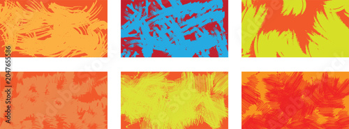 Collage of colorful abstract painted textures and brush strokes with multi color