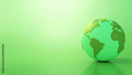 Green Earth Globe on a Light Green Background.