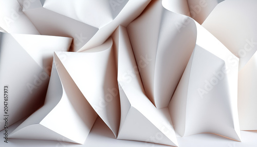 Abstract folded paper sculpture composition