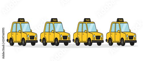 Foto Yellow taxi cab cartoon vector icon set