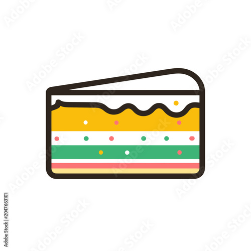 Foto A colorful layered cake slice icon