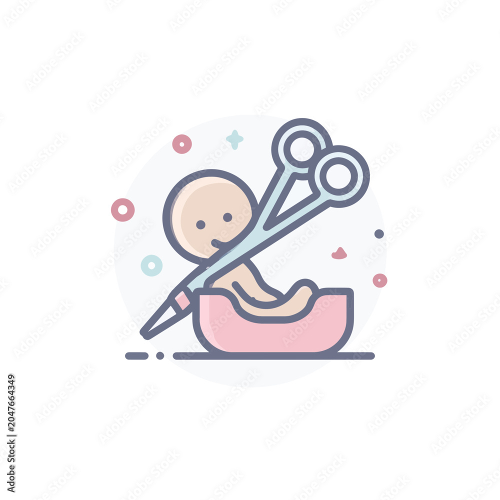 Naklejka premium Baby and Surgical Scissors Icon Isolated
