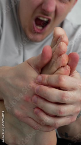 Severe leg pain in a person.
Heel injury, foot massage.
Relaxing foot massage, close-up