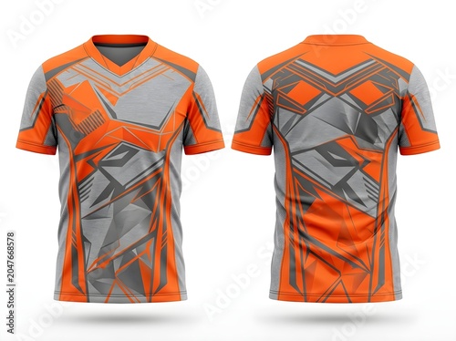 Modern Orange and Grey E-sport Jersey Gaming Shirt Mockup