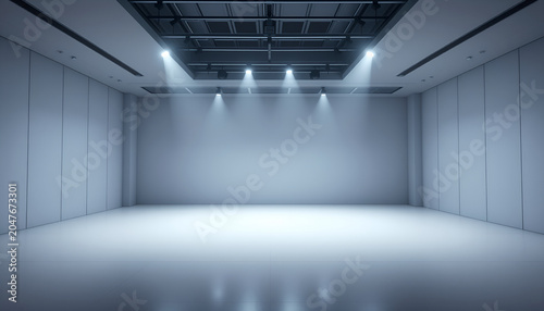 Empty stage with atmospheric volumetric lighting