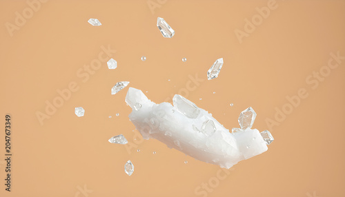 Floating crystal formations on neutral background