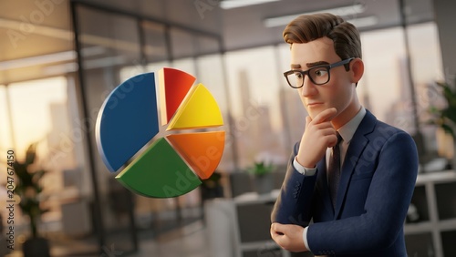 Businessman Thinking About Data Visualization in Modern Office Setting