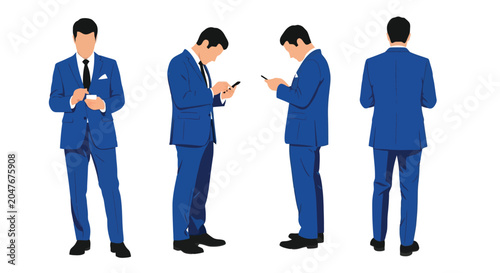 Cuadro en lienzo Professional Businessman Poses Displaying Different Angles and Perspectives