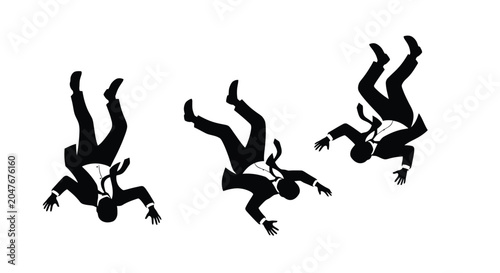Fotografia Silhouettes of Falling People Depicting Loss and Despair.