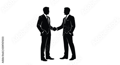 Schilderij op canvas Silhouetted Businessmen Completing a Formal Handshake Agreement.