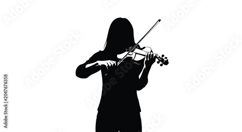 фотографія Elegant Silhouette of a Woman Playing the Violin.