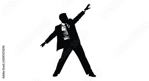 Foto Silhouette of a Business Man Celebrating Success.