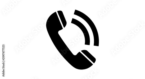 Vector illustration of ringing phone call icon with signal waves on a transparent background