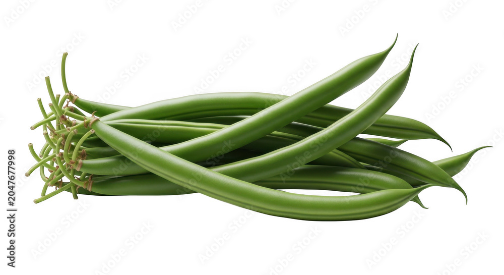 Fototapeta premium Fresh green beans on white background