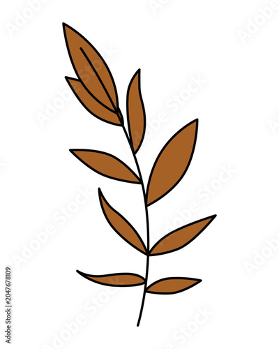 Minimalist Brown Leaf Vector Illustration. Simple and modern botanical design.