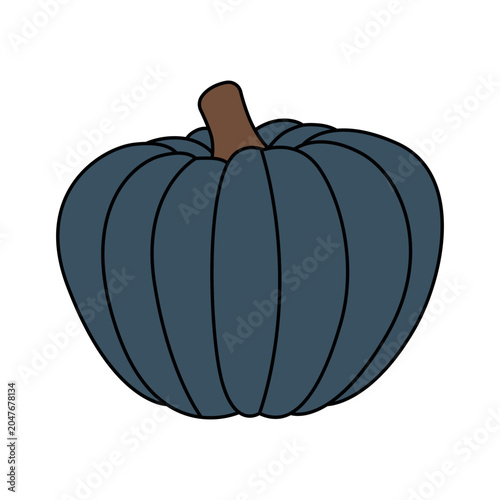 Dark Blue Pumpkin Vector Illustration. Perfect for seasonal decoration, Halloween themes, and autumn creative projects. Simple and bold design