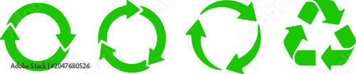 Fotografie Collection of green recycling symbols on white background, eco-friendly icons for sustainable practices and environmental conservation
