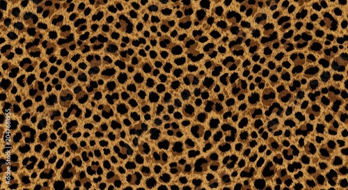 Seamless Leopard Print Pattern Background, Realistic Animal Fur Texture with Black and Brown Spots for Fashion and Design