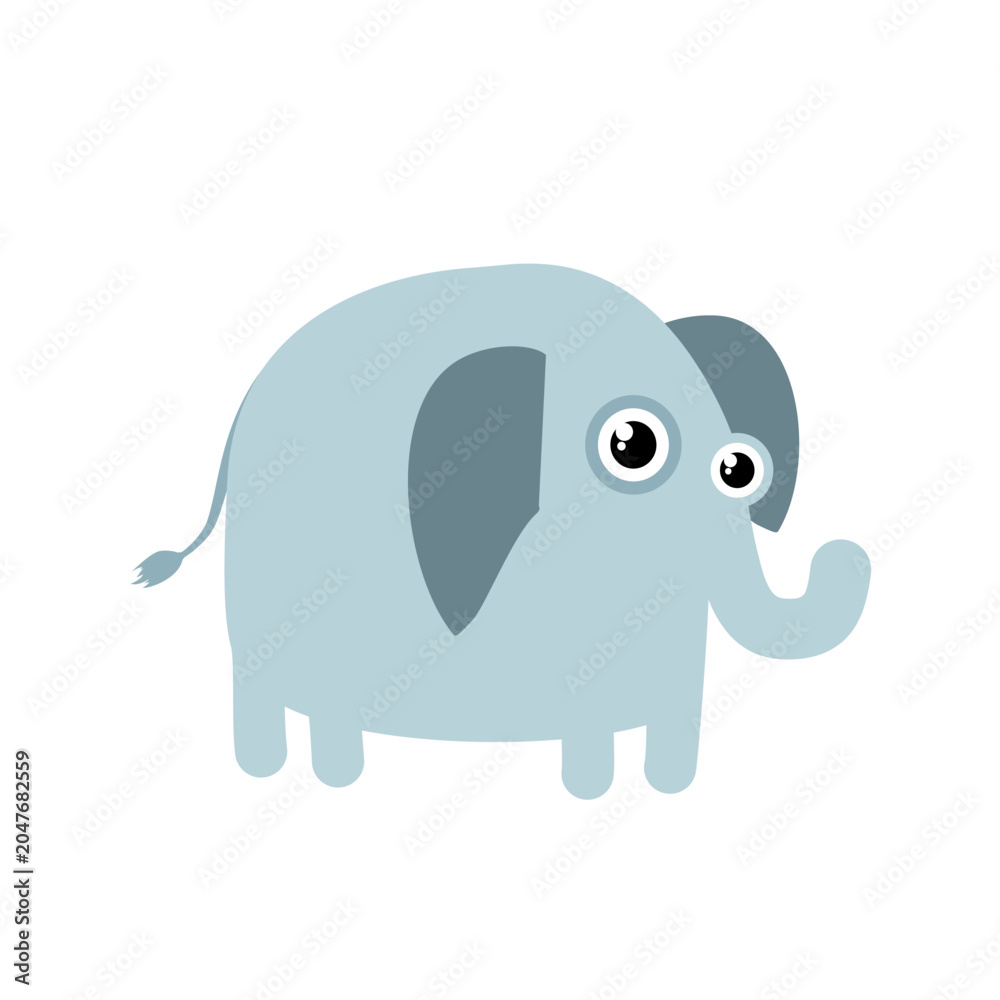 Fototapeta premium Cute blue elephant, vector illustration