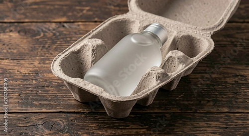 Glass Bottle in Recycled Molded Pulp Packaging