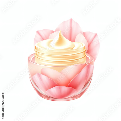Luxury Pink Flower Cosmetic Cream Jar Illustration for Skincare and Beauty Product
Branding
