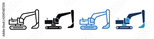 Excavator  icon Collection With Multiple Styles