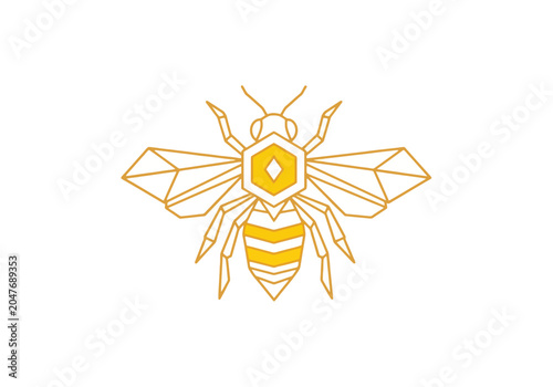 Modern minimalist bee logo with geometric line art