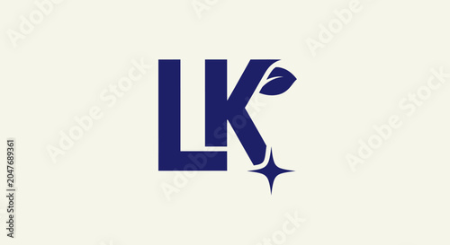 Modern LK monogram logo with leaf and sparkle elements