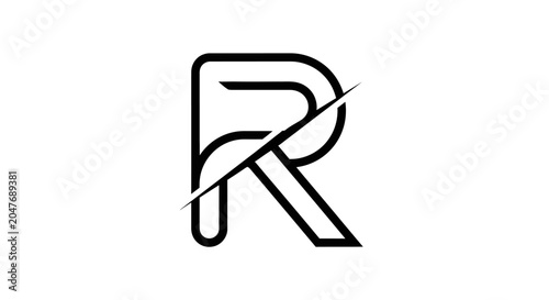 Modern minimalist black letter R monogram logo design