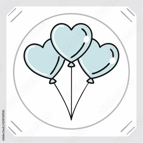 Three Light Blue Heart Shaped Balloons Illustration