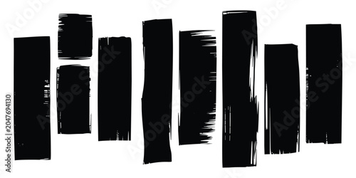 Hand drawn black brush stroke collection for artistic texture and distressed paint border design