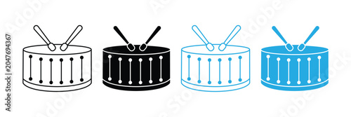 Fotografie Snare Drum Icon Set – Percussion Instrument, Music Band & Drum Vector Collection