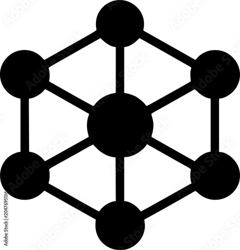 Blockchain Network Nodes Connection Line Icon Vector