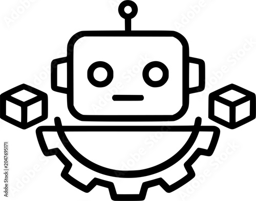 AI Robot Blockchain Automation Gear Line Icon Vector