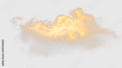 Konstfotografi Cloud with golden light isolated on transparent background in a natural setting,