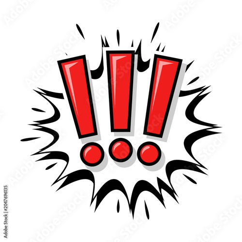 Bild auf Leinwand A comic-style illustration depicts an exclamation mark symbol exploding with dynamic lines