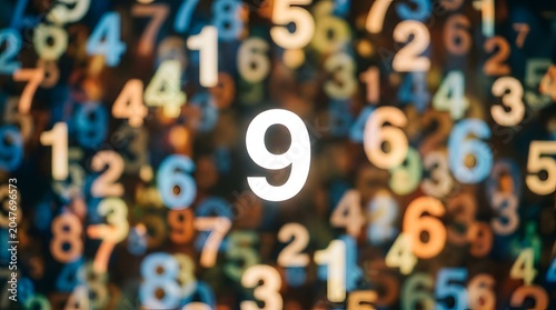 Creative Graphic Design Of Multicolored Numbers Scattered In Blurred Space