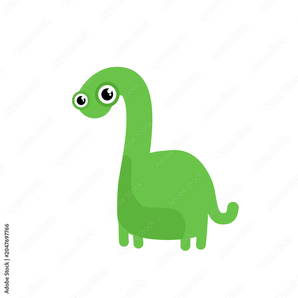 Fototapeta premium Cute green dinosaur, vector illustration