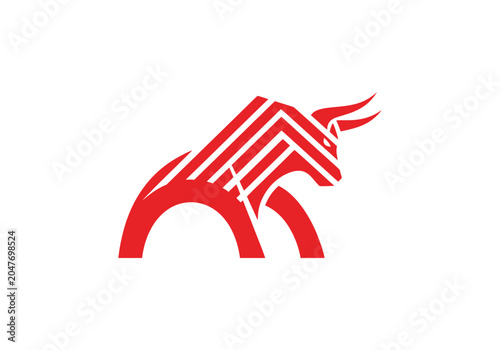 Εκτύπωση καμβά Modern red bull logo icon in minimalist geometric style